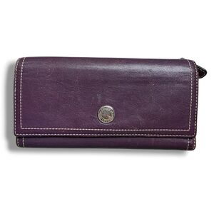 Coach Purple Leather Trifold Wallet